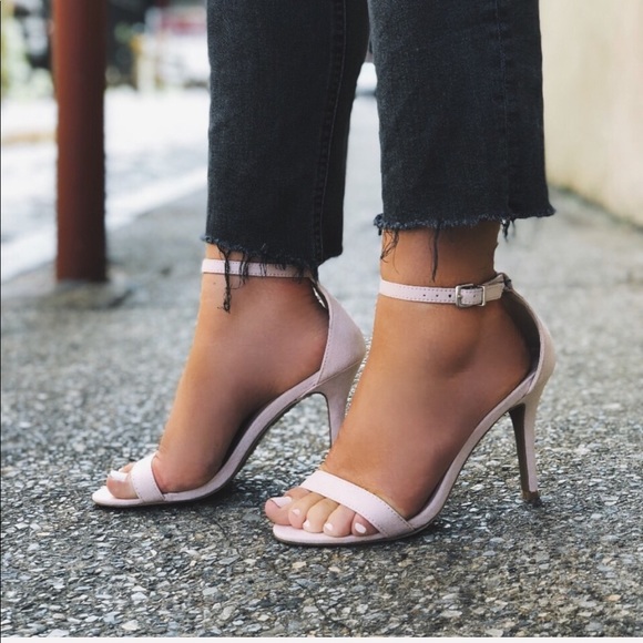 🆕Lennon Nude Vegan Suede Thin Ankle Strap Heels - Picture 7 of 8